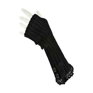 Black Button Lace Accent Short Arm Warmers